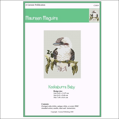 Kookaburra Baby cross stitch chart or kit by Maureen Maguire for Caronie